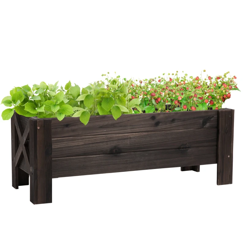 Jardinière sur Pieds bac à Fleurs dim. 100L x 36l x 36H cm Inserts d'irrigation Inclus Bois Massif Sapin traité