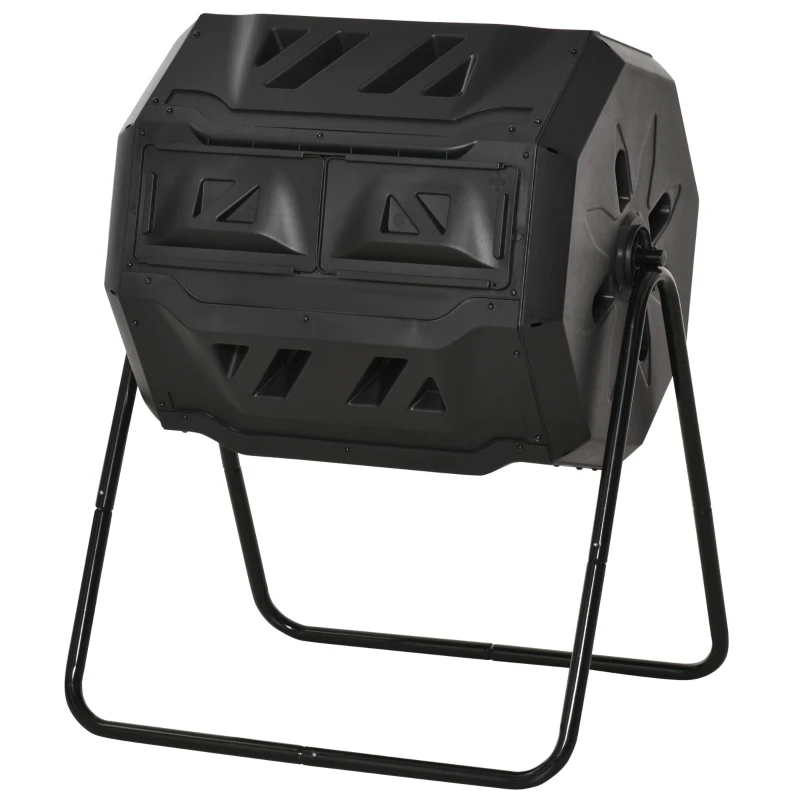 Composteur rotatif 360° à double chambre d’une capacité 160 L de couleur noire