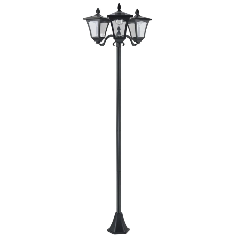 Lampadaire solaire LED à 3 lanternes avec capteur haut de 182,5 cm et certifié IP44
