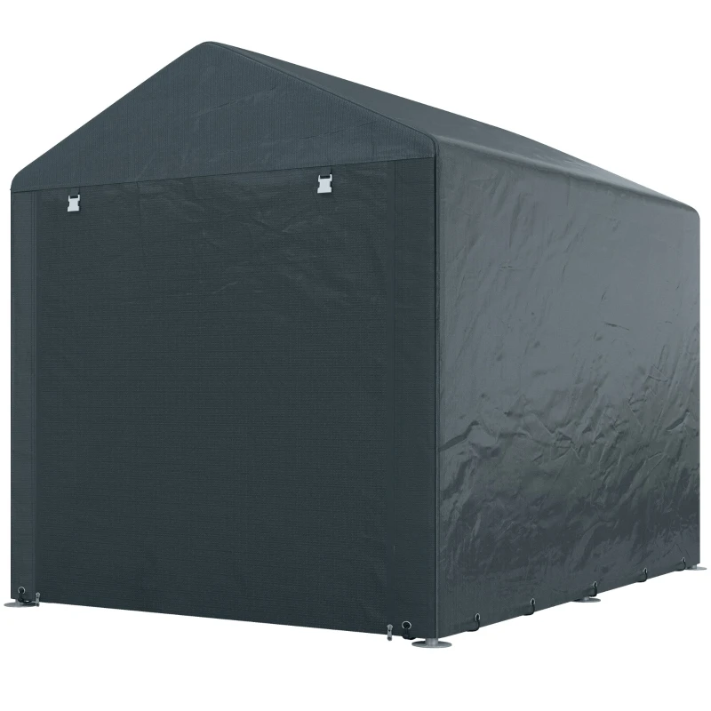 Abri de jardin portable 1,6 x 2,2 m avec grande porte de couleur gris foncé