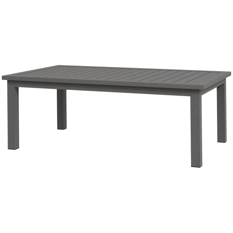 Table basse rectangulaire table de jardin plateau à lattes pour intérieur/extérieur en aluminium, dim. 100L x 60l x 37H cm, marron