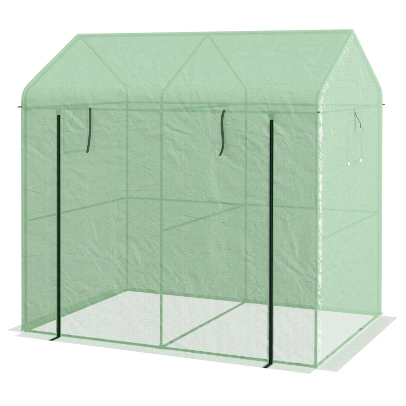 Serre de jardin 200 x 140 x 200 cm avec bâche PE 135 g/m² et porte zippée de couleur verte