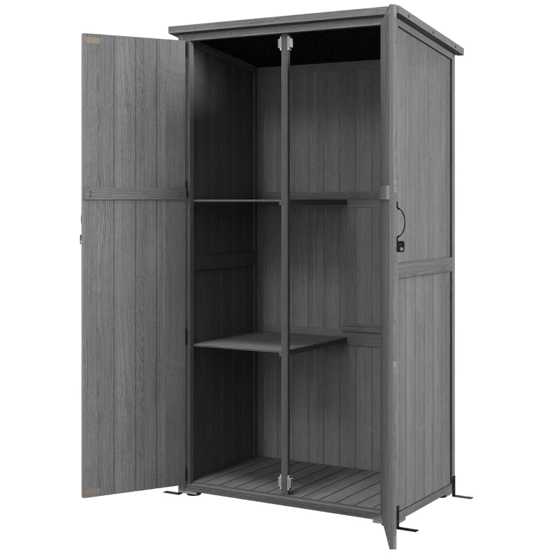Armoire de jardin en bois avec 2 étagères et toit étanche mesurant 90 x 54,5 x 168,5 cm