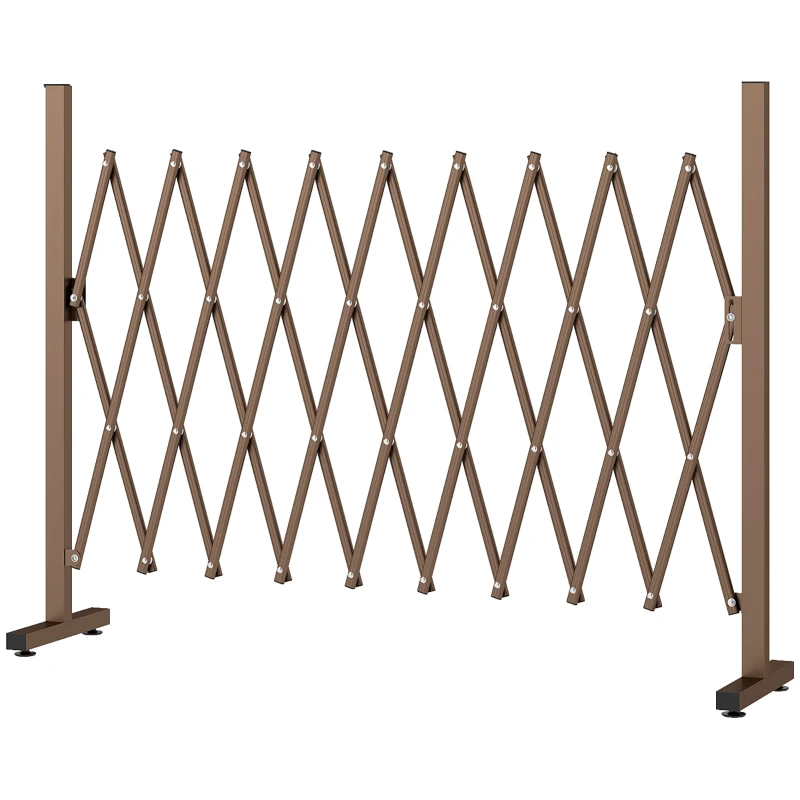 Barrière de jardin extensible jusqu'à 250 cm d’une hauteur de 104 cm de couleur marron