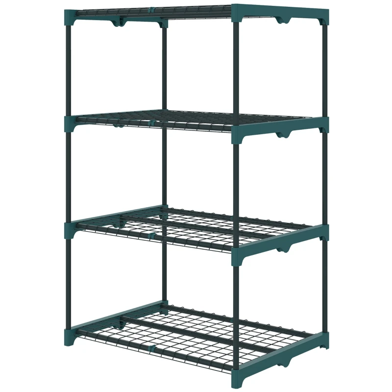 étagère à Fleurs en Acier 4 Niveaux Intérieur et Extérieur, Support de Plantes, étagère à Plantes pour Jardin, Balcon, Salon, 67 x 49 x 105 cm, Vert