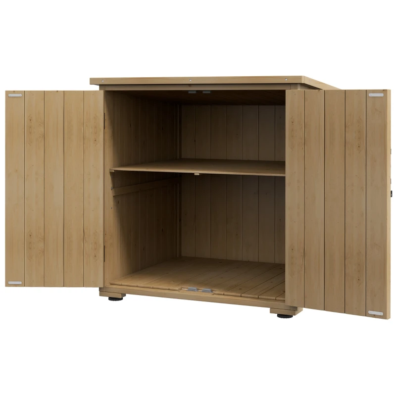 Armoire de jardin en bois avec étagère réglable et double porte mesurant 77,5 x 88 cm