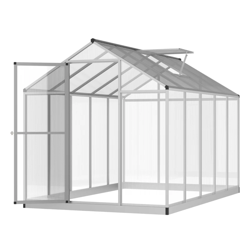 Serre de Jardin 3 x 2 m Aluminium Polycarbonate 5,5 m² Fondation Lucarne Porte loquet