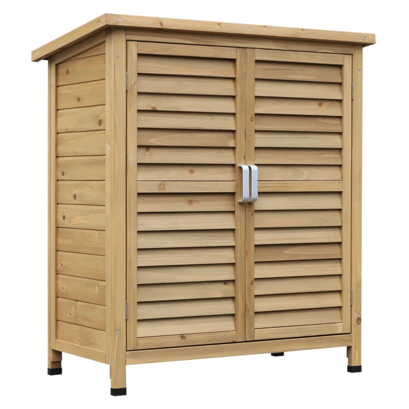 Armoire de jardin en bois avec étagère et portes persiennées mesurant 87 x 46,5 x 96,5 cm