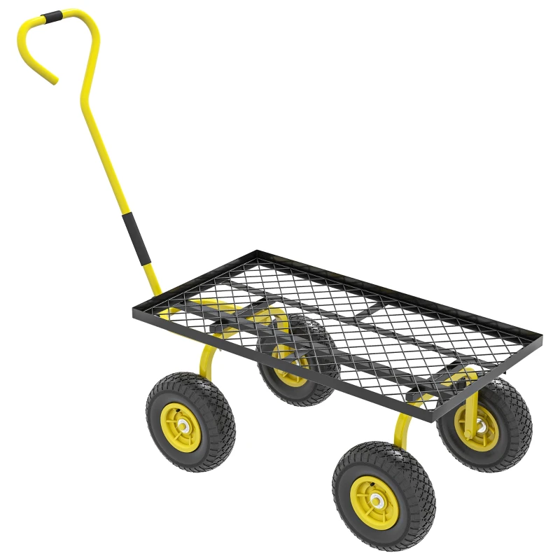Chariot de jardin à 4 roues charge jusqu’à 150 kg jaune