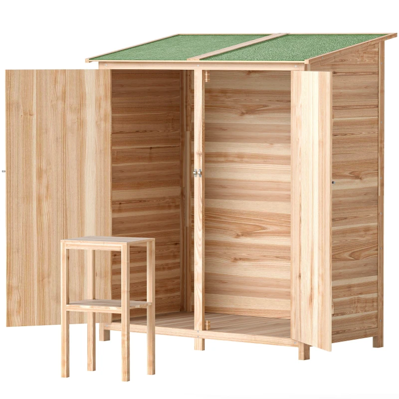 Armoire de jardin en bois avec 2 portes verrouillables mesurant 140 x 75 x 157 cm