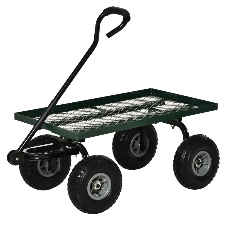 Chariot de jardin à 4 roues charge jusqu’à 150 kg vert