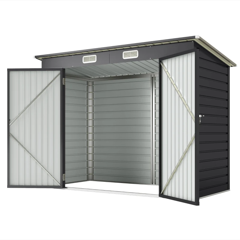 Abri de jardin 3 m² en acier galvanisé de 249 x 121 x 183 cm de couleur grise