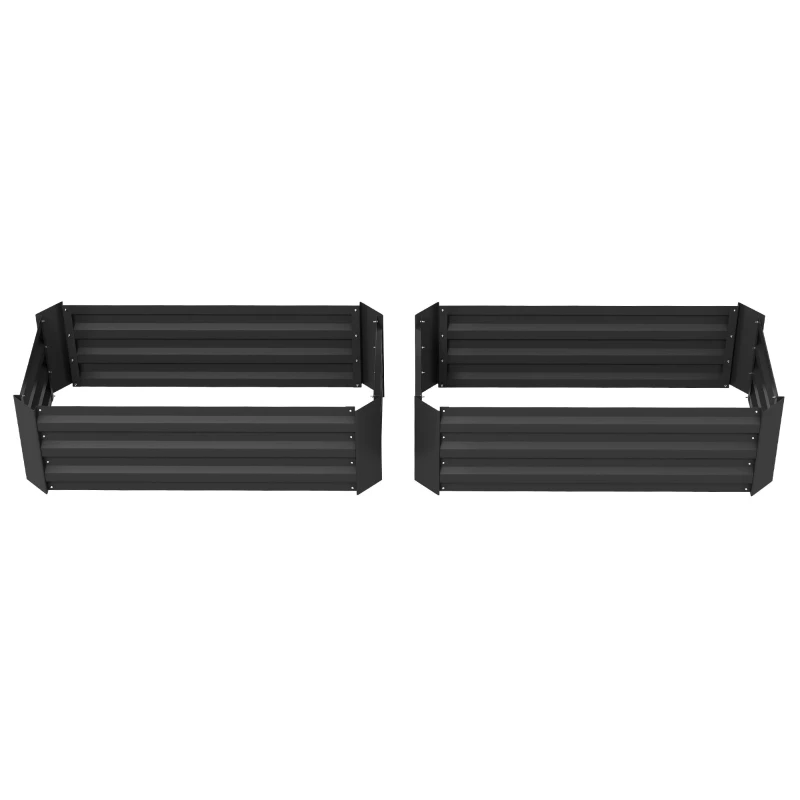 Lot de 2 carré potager de jardin dim. 100L x 50l x 30H cm - tôle d'acier ondulée noir