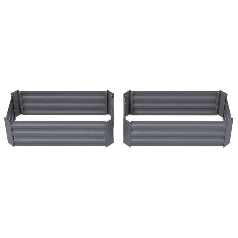 Lot de 2 carré potager de jardin dim. 100L x 50l x 30H cm - tôle d'acier ondulée gris