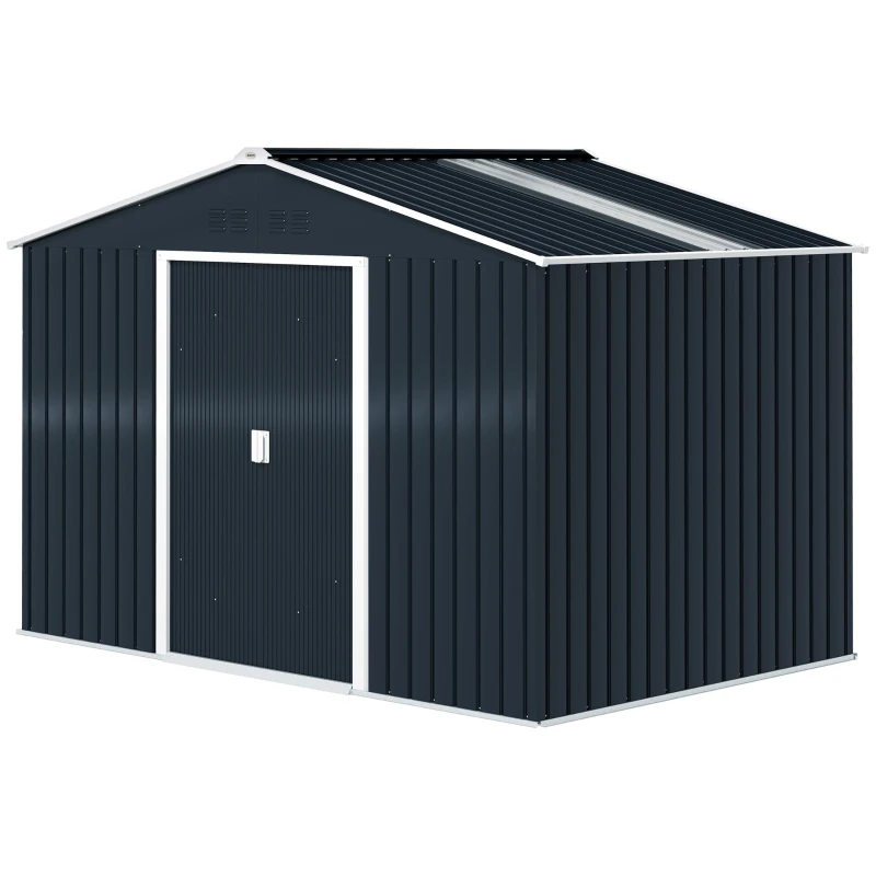 Abri de jardin 5,4 m² avec fondation et portes coulissantes et 4 aérations en gris foncé