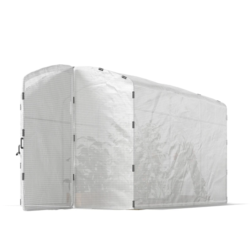 Serre tunnel de 6 m² mesurant 300 x 200 x 195 cm avec bâche PE 220 g/m² et porte en blanc
