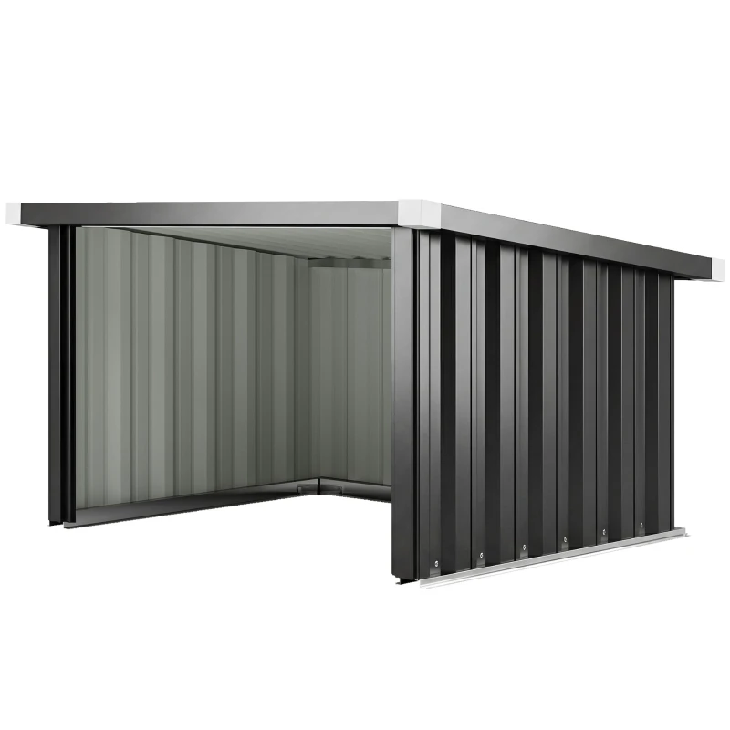 Abri Robot Tondeuse 108 x 86 x 62,5 cm, Garage pour Robot Tondeuse avec Toit Incliné en Acier Galvanisé, pour Tondeuse Robot, Montage Facile, Gris Foncé