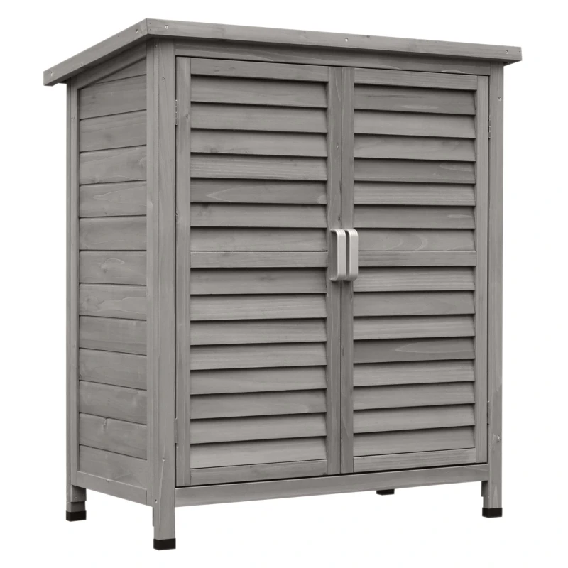 Armoire de jardin en bois avec étagère et portes persiennées mesurant 87 x 46,5 x 96,5 cm