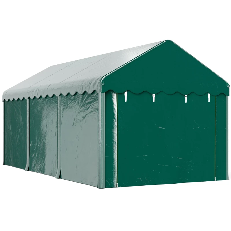 Tente garage verte 3 x 6 m étanche et anti-UV avec 2 portes enroulables