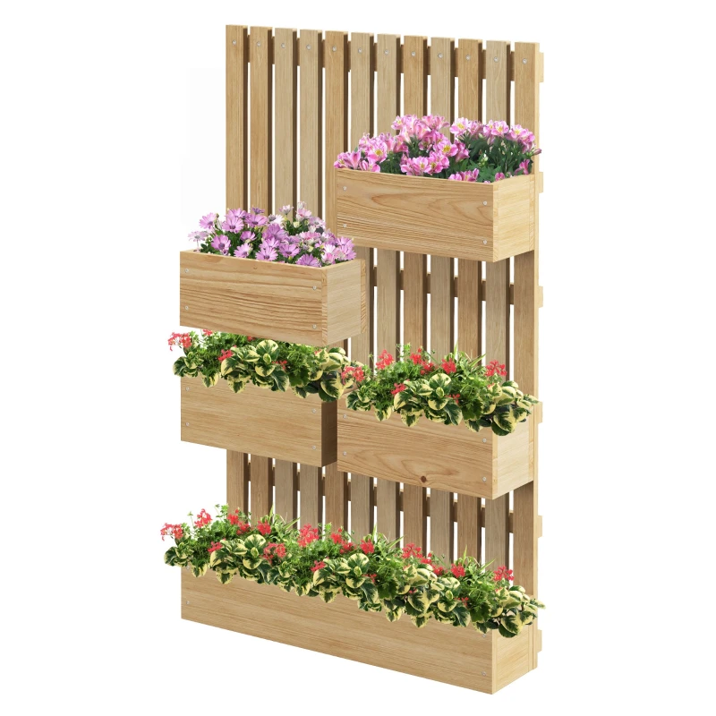 Jardinière murale avec 5 bacs amovibles et treillis mesurant 60 x 16 x 100 cm