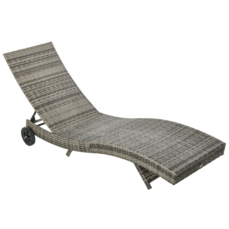 Bain de soleil transat grand confort - dossier inclinable 5 positions roulettes - matelas déhoussable inclus - résine tressée grise