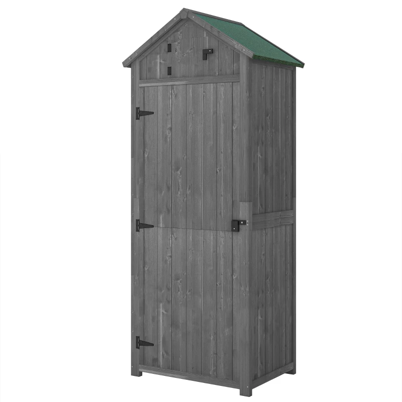 Armoire de jardin en bois avec 3 étagères et double porte de 77 x 54 x 179 cm en gris