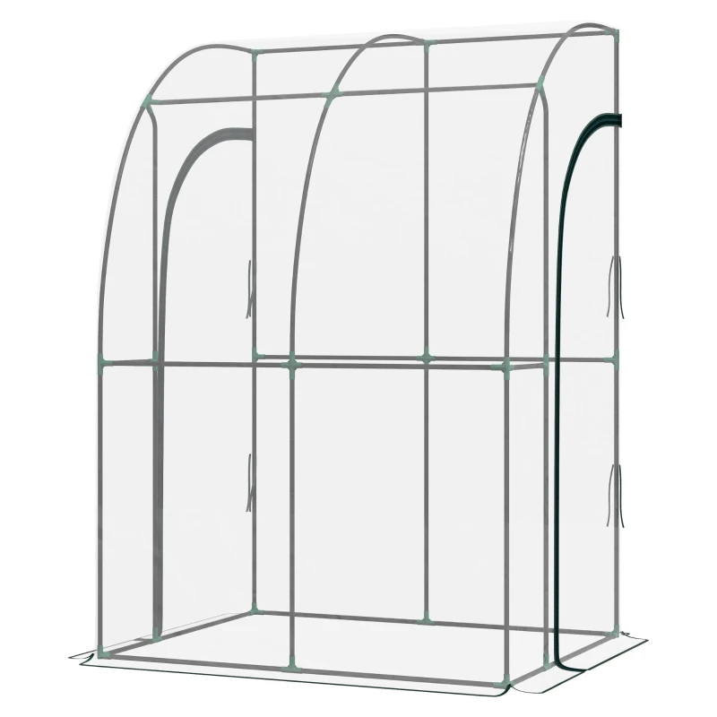 Serre adossée 143 x 118 x 212 cm en PVC avec 2 portes transparente