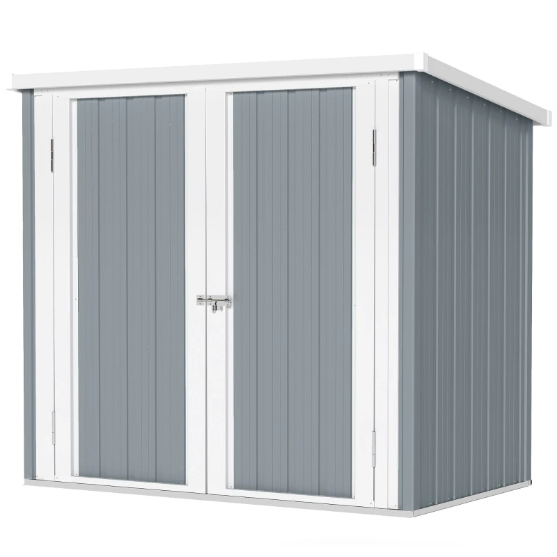Abri de Jardin - cabane de jardin 1,09 m2 - cabanon rangement outils 2 Portes verrouillables - dim. 147L x 86l x 134H cm - tôle d'acier Gris clair Blanc