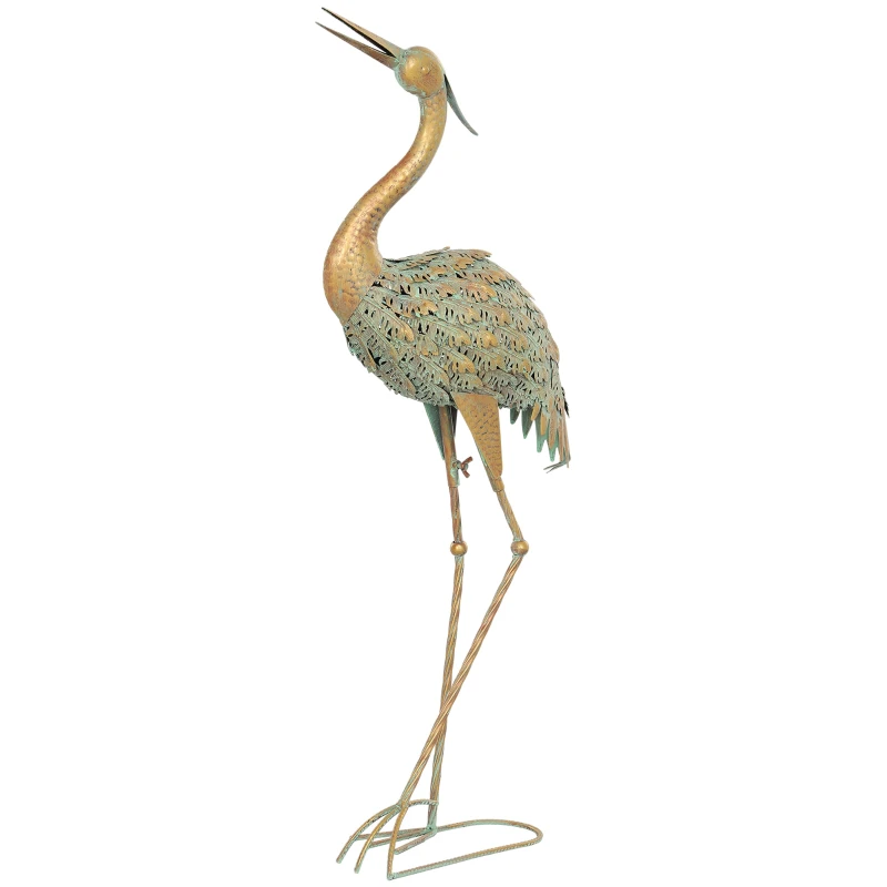 Statue de héron pour jardin d’une hauteur de 90 cm multicolore