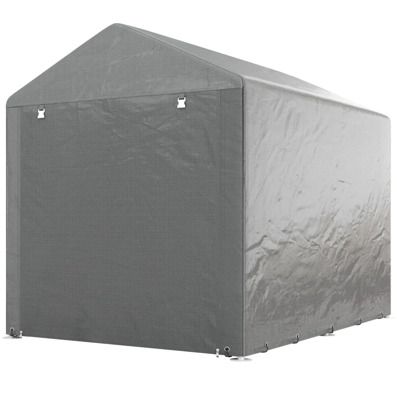 Abri de Jardin Tente de Stockage Imperméable Abri Moto Porte Enroulable Fermeture éclair, Garage pour Vélo et Outils Rangement, 160x218x172cm Gris Clair