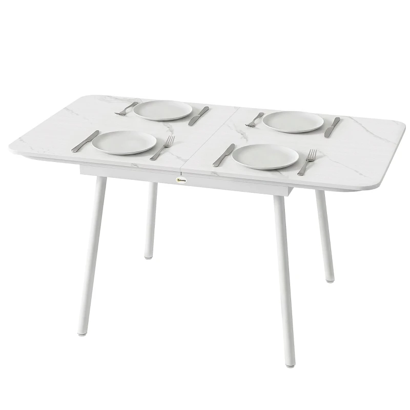 Table de Jardin Rectangulaire pour 4-6 Personnes, Plateau en WPC et Structure en Métal, Pieds Réglables, Table à Manger Extérieure pour Balcon Porche Terrasse, 140x80x75cm, Blanc