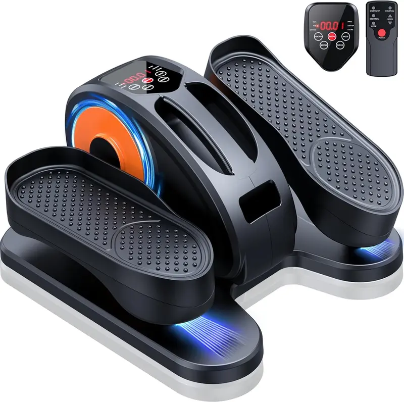 Under-Desk Electric Elliptical Trainer — Quiet Portable Seated Pedal Exerciser for Seniors, Fully Assembled with Remote & 12 Adjustable Speeds