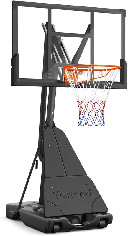Portable Outdoor Basketball Hoop with 44/48-Inch Polycarbonate Backboard — Fast 5.25-10 ft Adjustment, 10 ft Goal with Wheels for Backyard/Driveway/Court