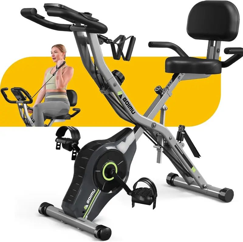 5-in-1 Foldable Stationary Exercise Bike for Seniors — X-Bike with 16-Level Magnetic Resistance, 330 lb Capacity, Ergonomic Seat & Backrest