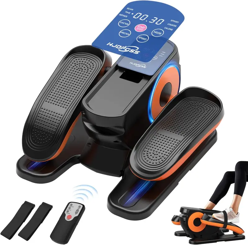 Under-Desk Elliptical Leg Exerciser for Seniors & Adults, Seated Pedal Machine with 12 Adjustable Speeds, Quiet Portable Design, Remote Control & Non-Slip Foot Straps
