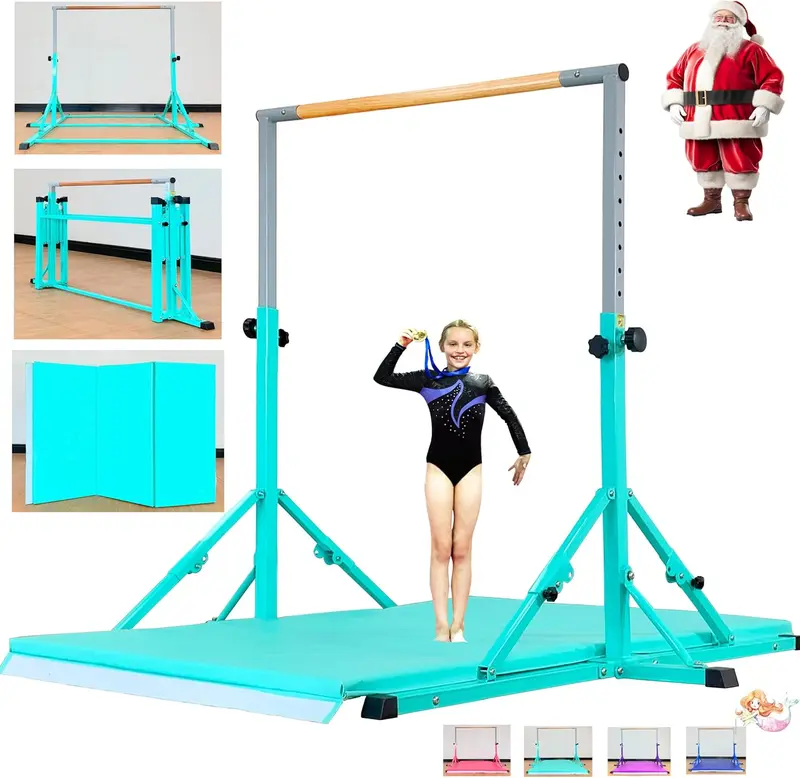 mnastic Foldable Kip Bar for Kids & Teens (Ages 3–25) — 5ft or 8ft Length, 4ft Width, Adjustable 36–60in Height, Professional mnastics Training Equipment