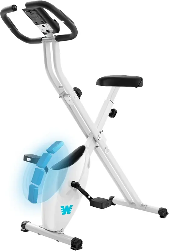 5-in-1 Foldable Stationary Exercise Bike with Backrest, 350 lb Capacity, 16-Level Magnetic Resistance, Adjustable Seat for Home & Seniors