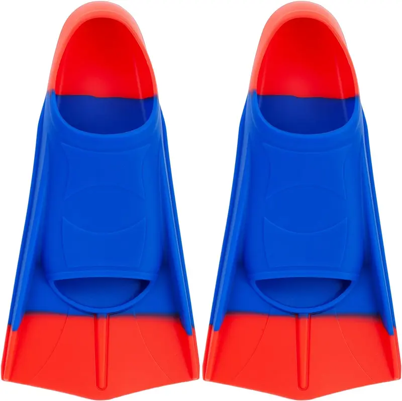 Children's Short-Blade Swim Training Fins, Silicone Lap Flippers for Beginner Pool Practice
