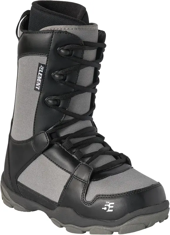 ST Men's Lace & Dial Snowboard Boots - Black, Strap-Binding Compatible, Waterproof Liner, All-Mountain