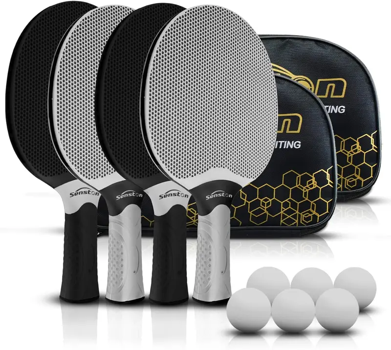 Professional Table Tennis Paddle Set for 4 Players — Composite Rubber Ping Pong Rackets for Indoor & Outdoor