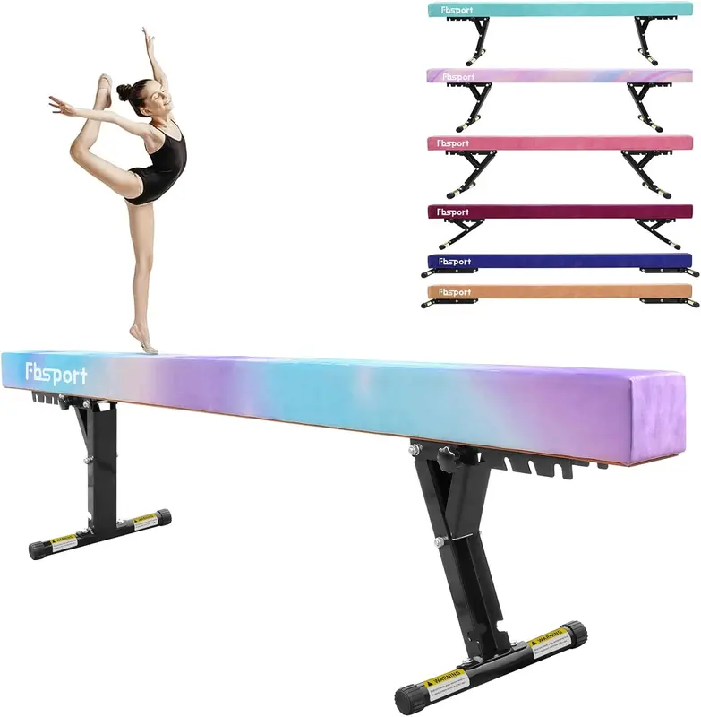 8ft Adjustable mnastics Balance Beam — High & Low Modes with Incremental Heights, 4 in Wide Suede Padded Top, Sturdy Legs for Kids, Adults, Therapy & Home/Pro Training
