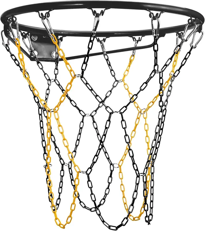 Heavy-Duty Carbon-Steel Chain Basketball Net — Color-Plated, Rust-Resistant, Standard 12-Loop, Indoor/Outdoor, Easy Install