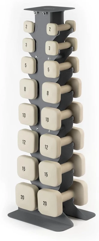 Wem Square Dumbbell Set with Slate Rack — Home Free Weights for Strength Training