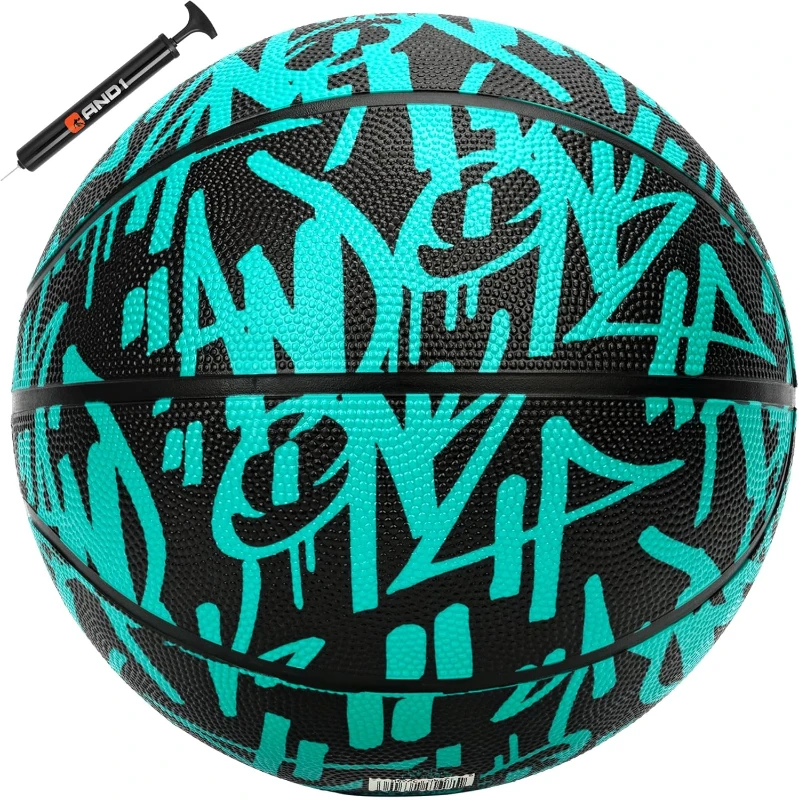 Fantom Graffiti 28.5 Rubber Basketball - Size 6 Intermediate Indoor/Outdoor Streetball, Includes Pump
