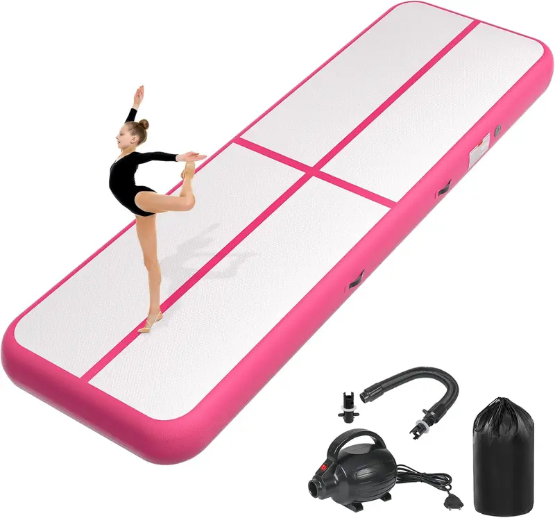 Inflatable mnastics Tumbling Mat - 6/10/13/16/20 ft Air Track with Electric Pump, Portable Training Mat for Kids & Adults