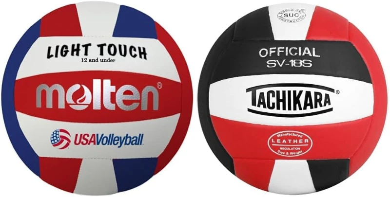 MS240-3 Light Touch and SV18S Composite Leather Volleyball Set - Red/White/Blue & Red/White/Black