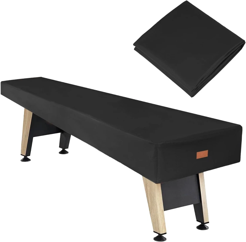 Shuffleboard Table Cover — Heavy-Duty Leatherette, Waterproof & Tear-Resistant, Fits 12FT (148L x 25W x 8H) Black