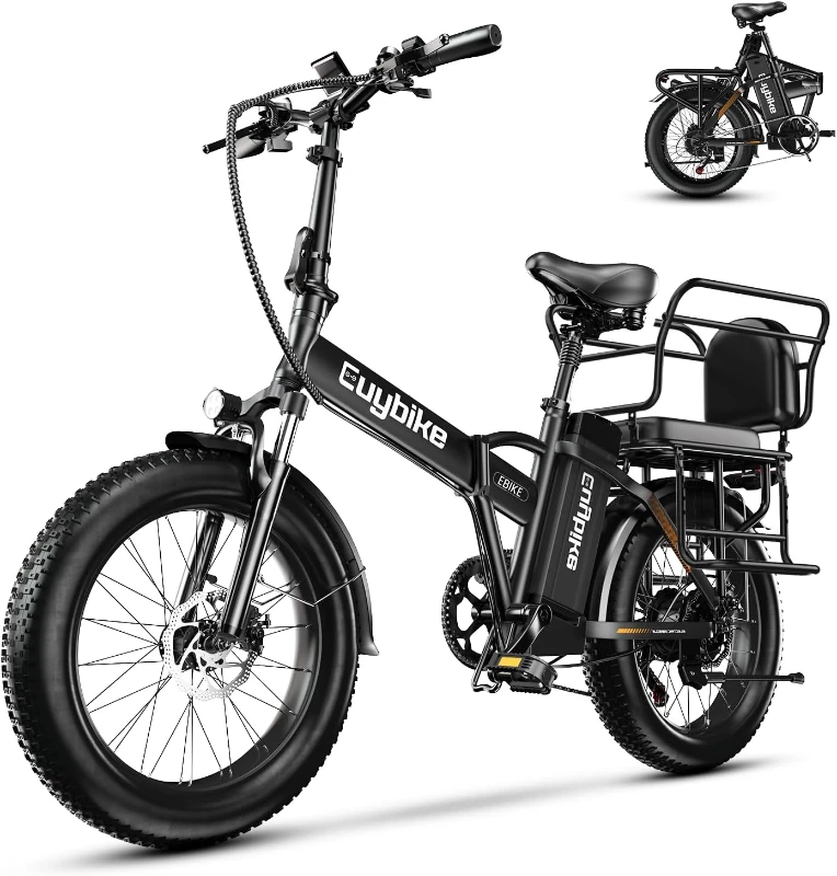 1000W Peak Folding Electric Bike — 48V 20Ah Removable Battery, Up to 80-Mile Range, 20-inch Fat Tire Foldable Ebike for Adults (Commute, Beach, Snow)