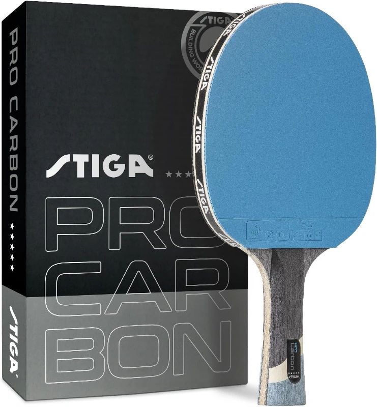 Pro Carbon + Raptor ment-Level Table Tennis Paddle with Carbon Technolo - 7-Ply Blade, Flared Handle, 2mm Sponge