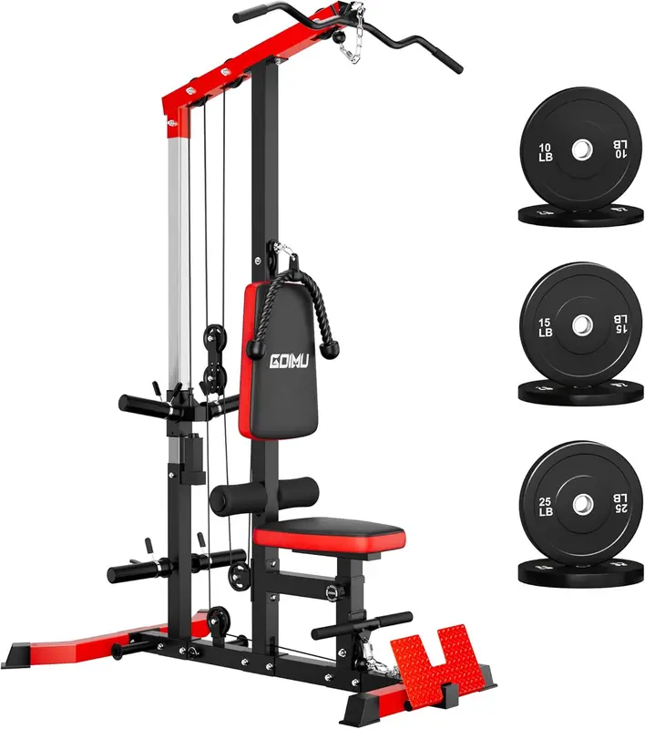 LS01 3-in-1 Lat Pulldown & Row Cable Tower with AB Crunch Attachment for Home m